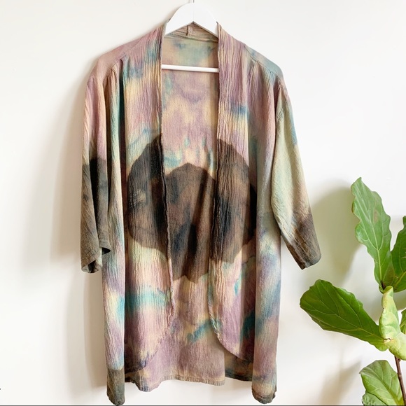 Sweaters - Tie Dye Open Cardigan Cotton Size M